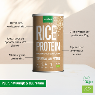Purasana Vegan Protein Poeder Rijst Naturel 400GR