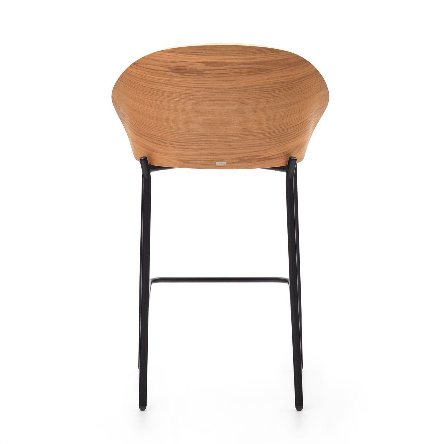Kave Home Barhocker EAMY Chenille hellgrau/braun/schwarz