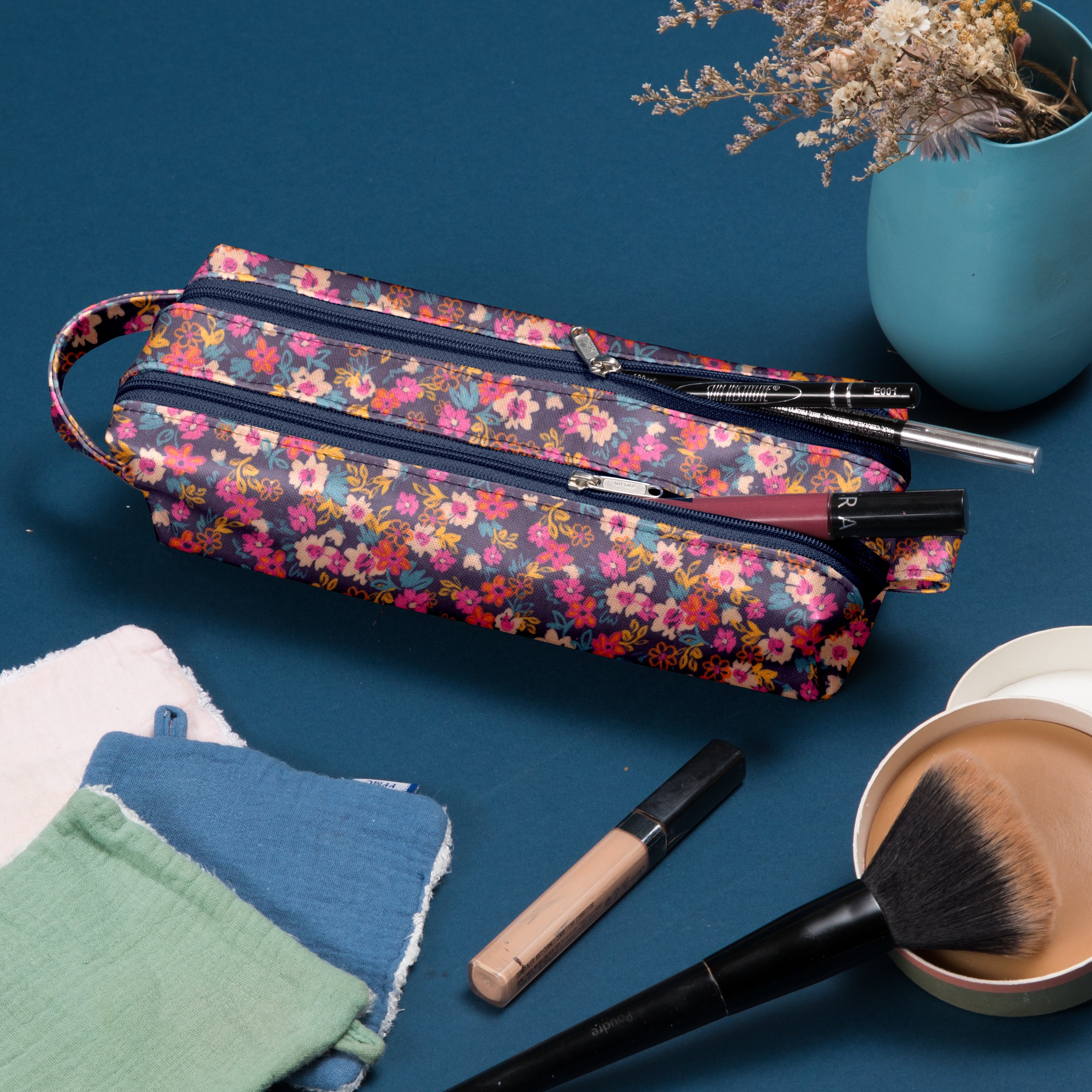 Trousse Double Compartiment Hippie Fleurie