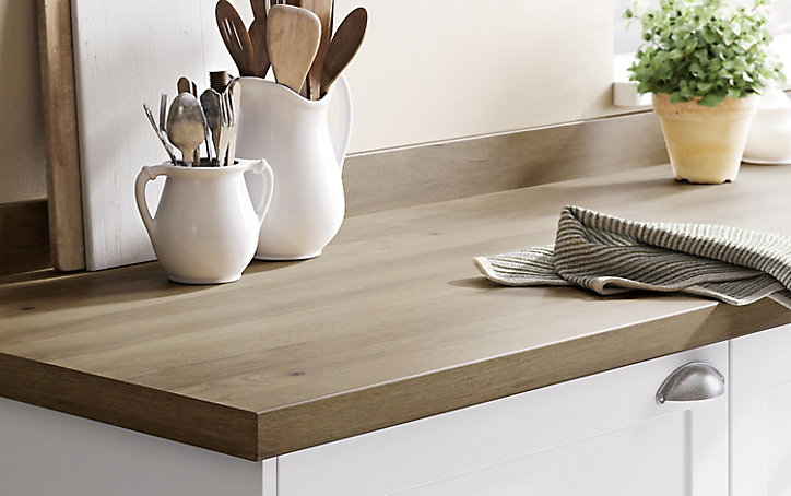 Plan de travail en stratifié aspect bois rustique GoodHome Kabsa L. 300 x P. 62 x ép. 3,8 cm