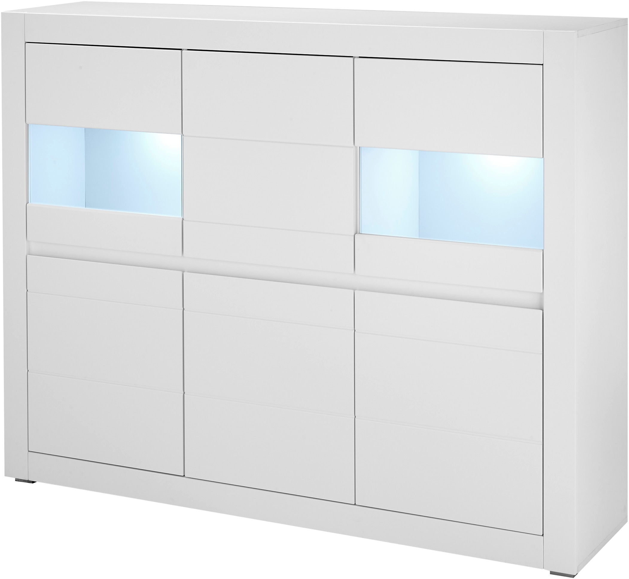 INOSIGN Highboard »Chester, moderne Kommode, Schrank mit Stauraum, Sideboard in Weiss Matt« 1 Stk. tlg. austauschbare Blende in Griffleiste, zeitloses Design, 165 cm breit