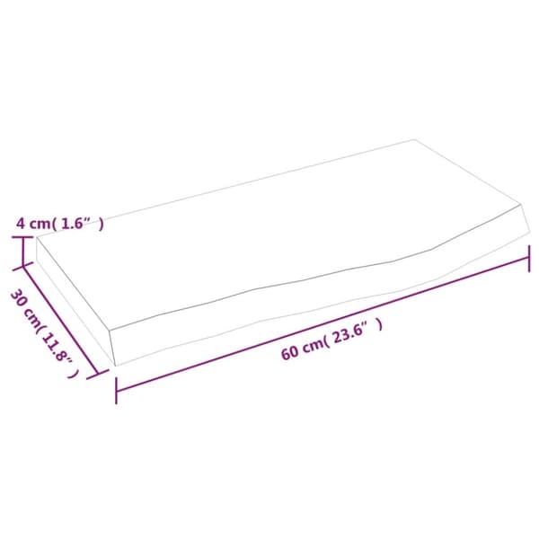 vidaXL Benkeplate til bad 60x30x(2-4) cm ubehandlet heltre