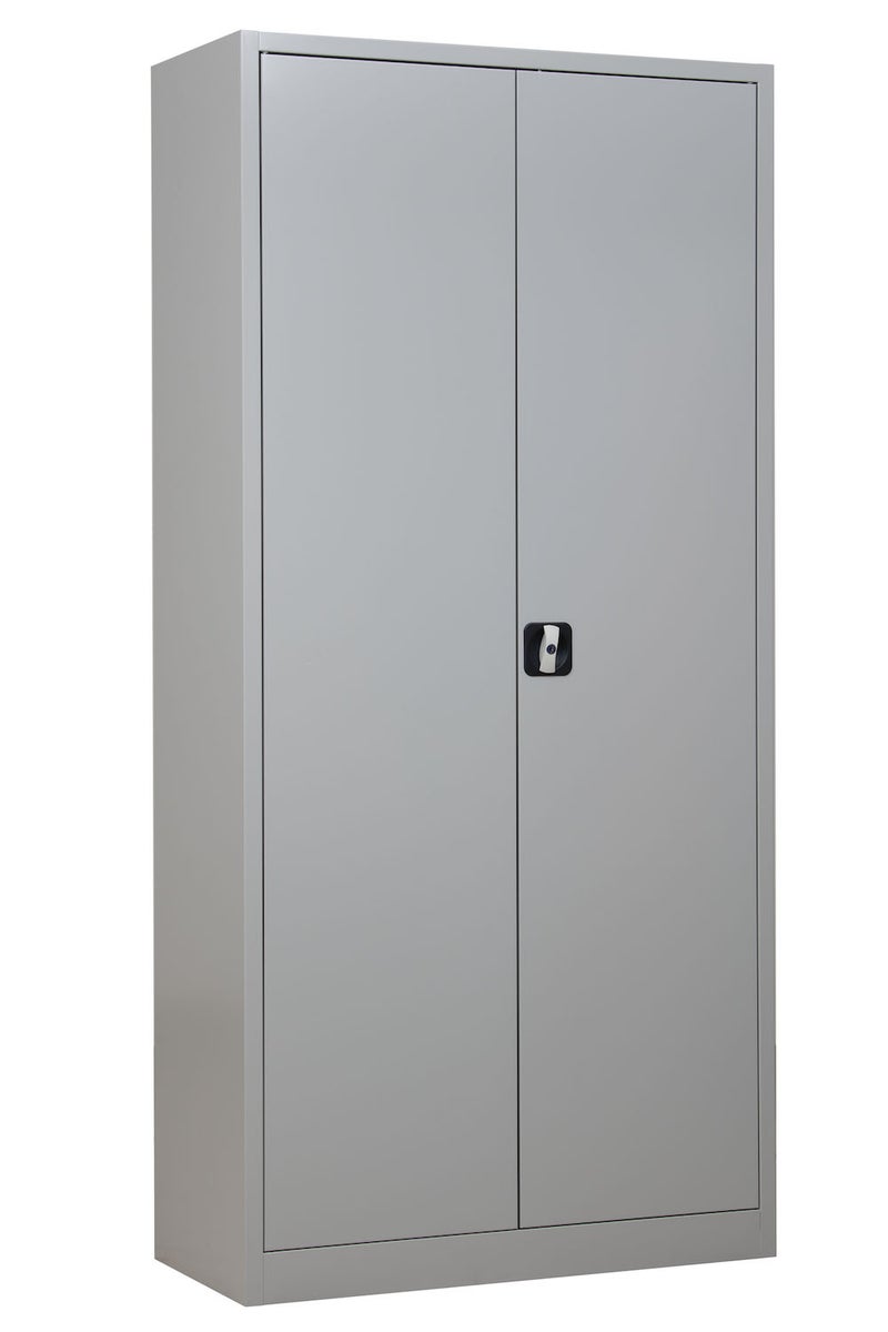 PROREGAL Badger draaideurkast met 4 legplanken, Eurolock-greep, plint, HxBxD 195 x 92 x 42 cm, grijs gelakt
