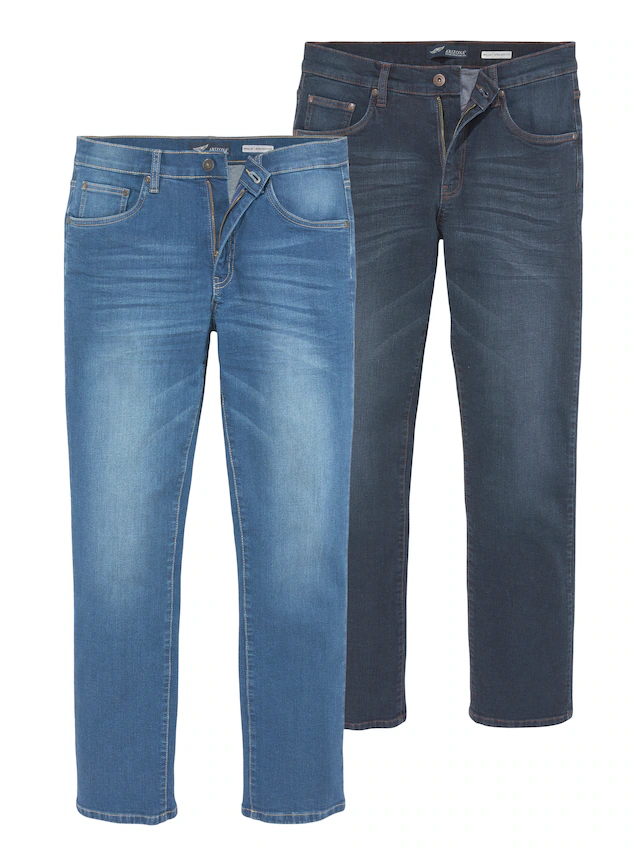 Arizona Stretch-Jeans »Willis«, 2 Stk. straight-fit,  lange Beine,  mit Nieten,  niedrige Leibhöhe