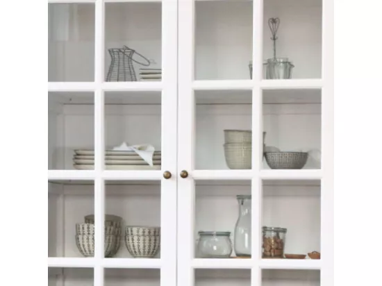 Meuble armoire vitrine en bois blanc et verre 220 x 55 x 195 cm