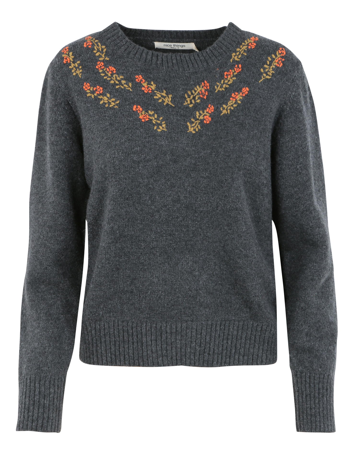 Pull droit à col rond| Gris