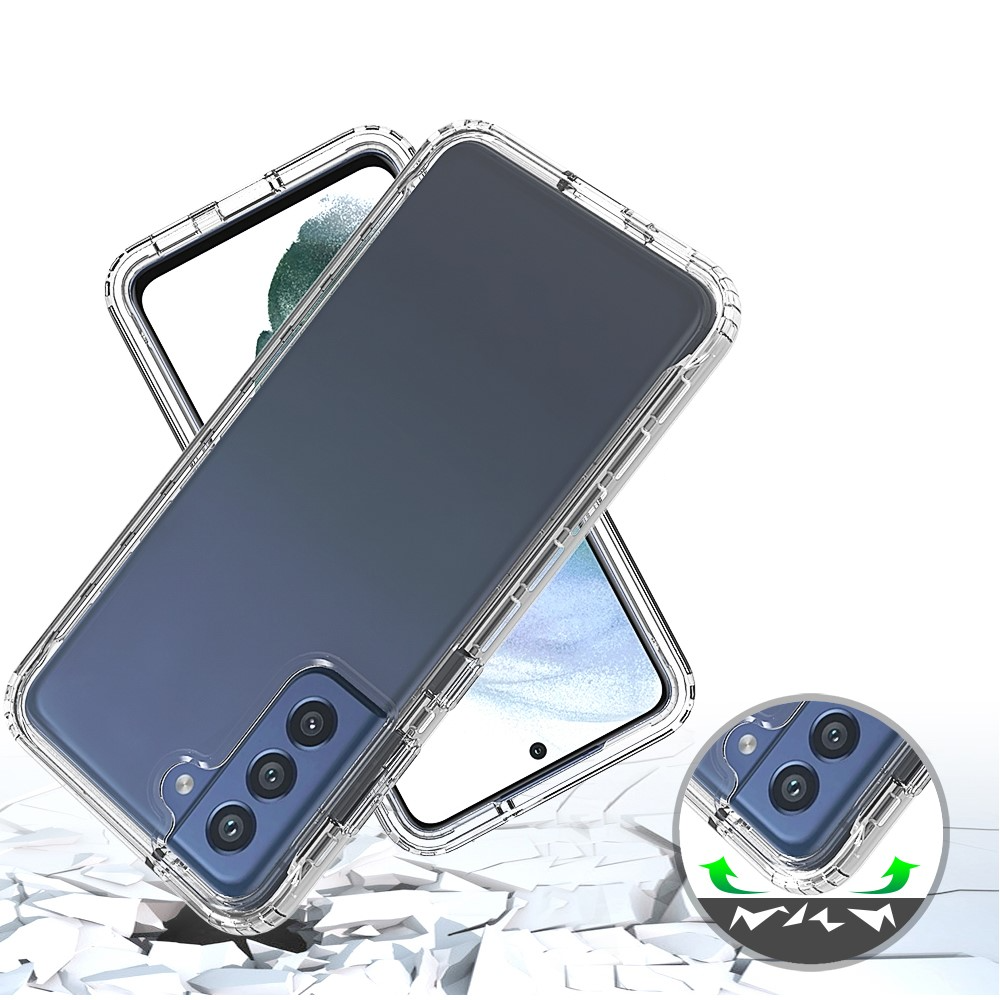 (2-tlg.) Samsung Galaxy S21 FE 5G Hybrid Gummi Hülle Air Cushion Fallschutz  mit TPU Rahmen - Transparent