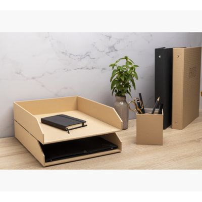 Exacompta OfficeByMe - Lot de 2 corbeilles à courrier - pour A4+ - beige