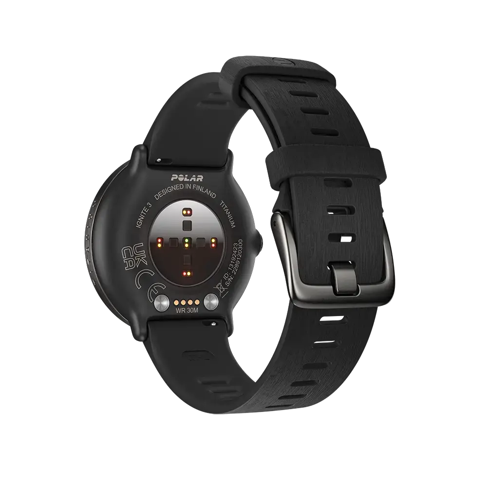 Polar Ignite 3 Titanium Silicone Sporthorloge Zwart S-L
