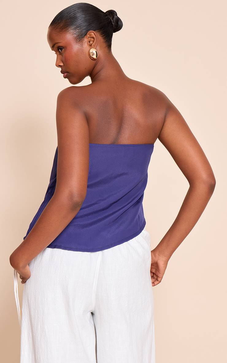 Bleu Marine Top Bandeau En Mousseline