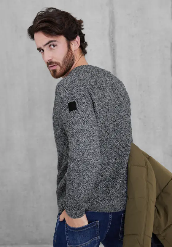 Mouliné Strickpullover - anthracite grey melange