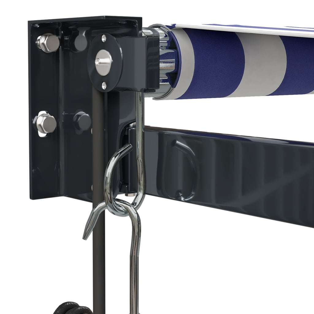 Auvent rétractable automatique bleu et blanc 3x2,5 m