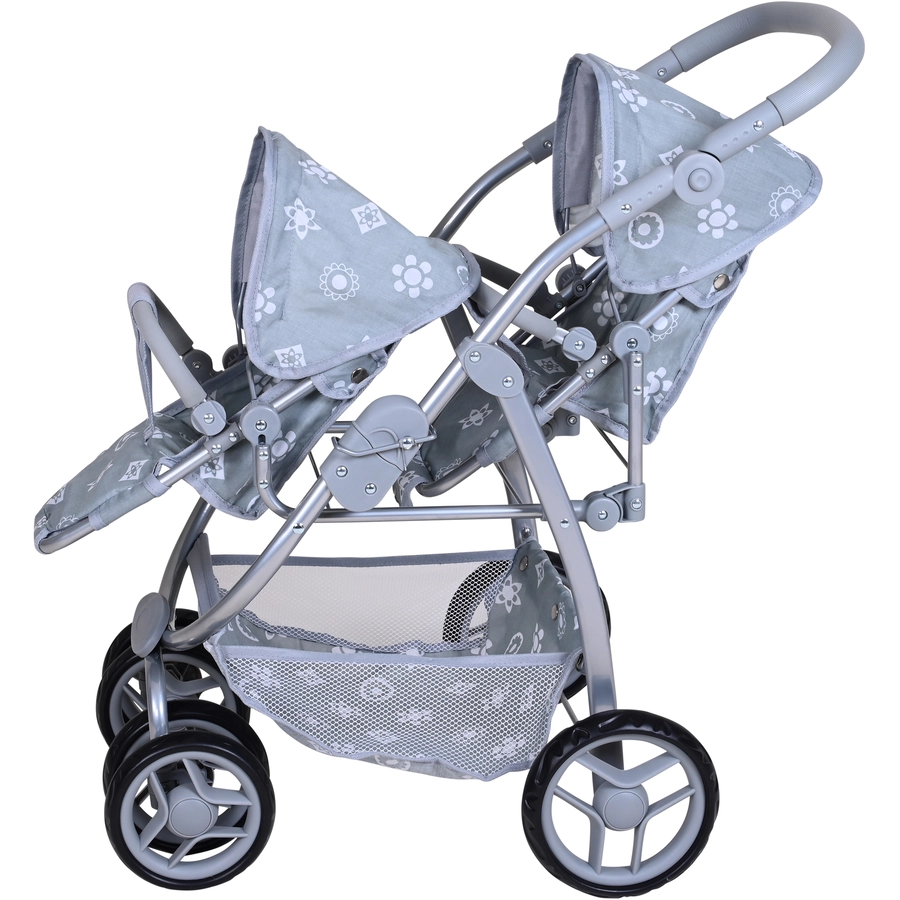 knorr toys® Zwillingspuppenwagen Milo - Royal grey grau