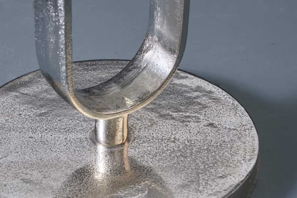 Runder Beistelltisch ELEGANCE 60cm silber Metall Aluminium handmade