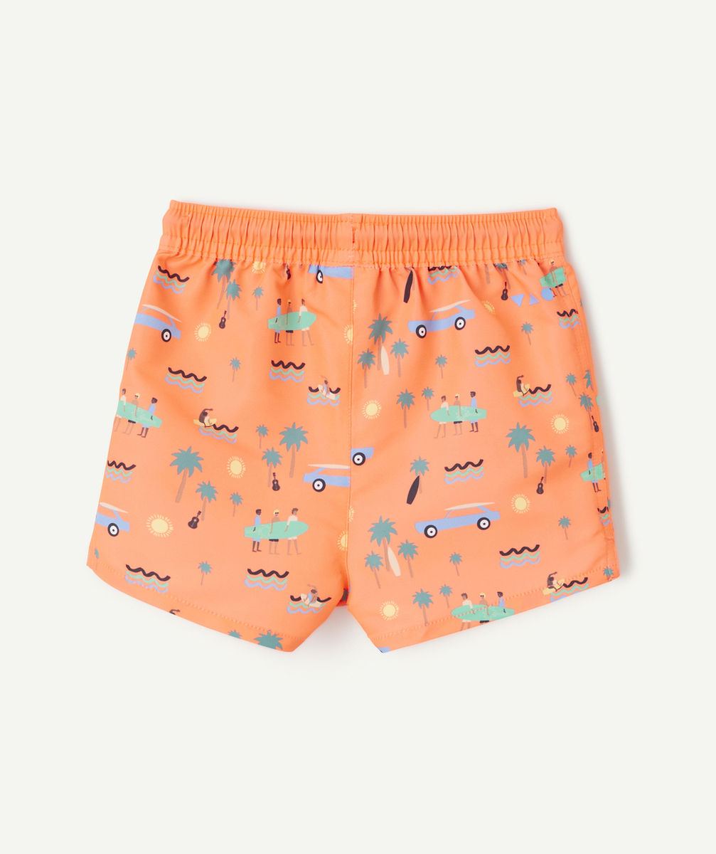 SHORT DE BAIN BÉBÉ GARÇON EN FIBRES RECYCLÉES ORANGE IMPRIMÉ SURF