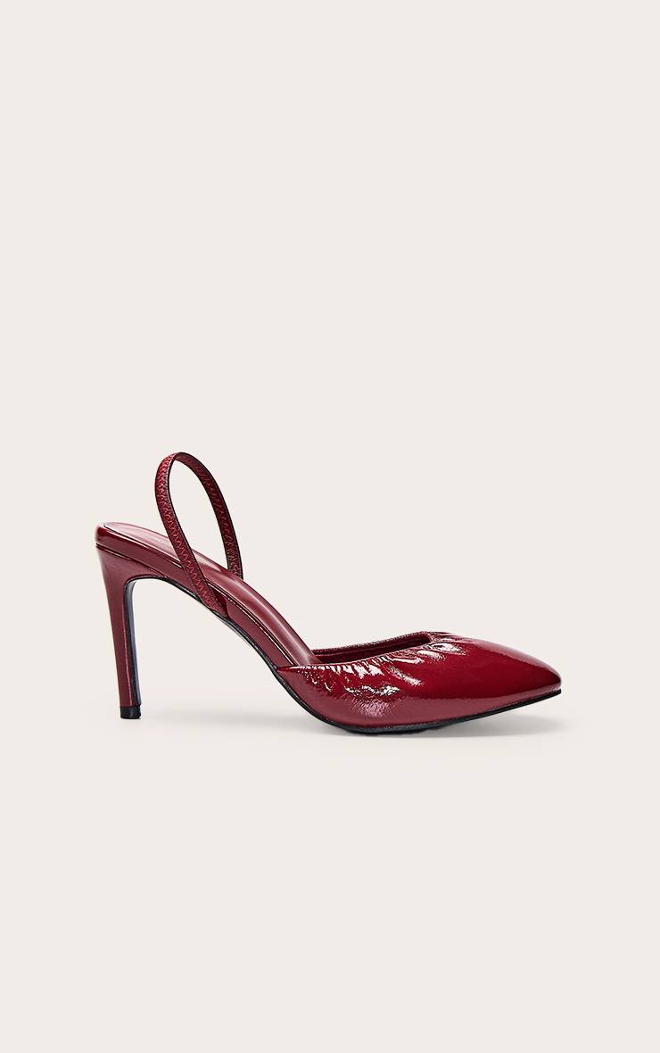 Rouge Escarpin Slingback Bout Rond En SYNTHÉTIQUE Plissé