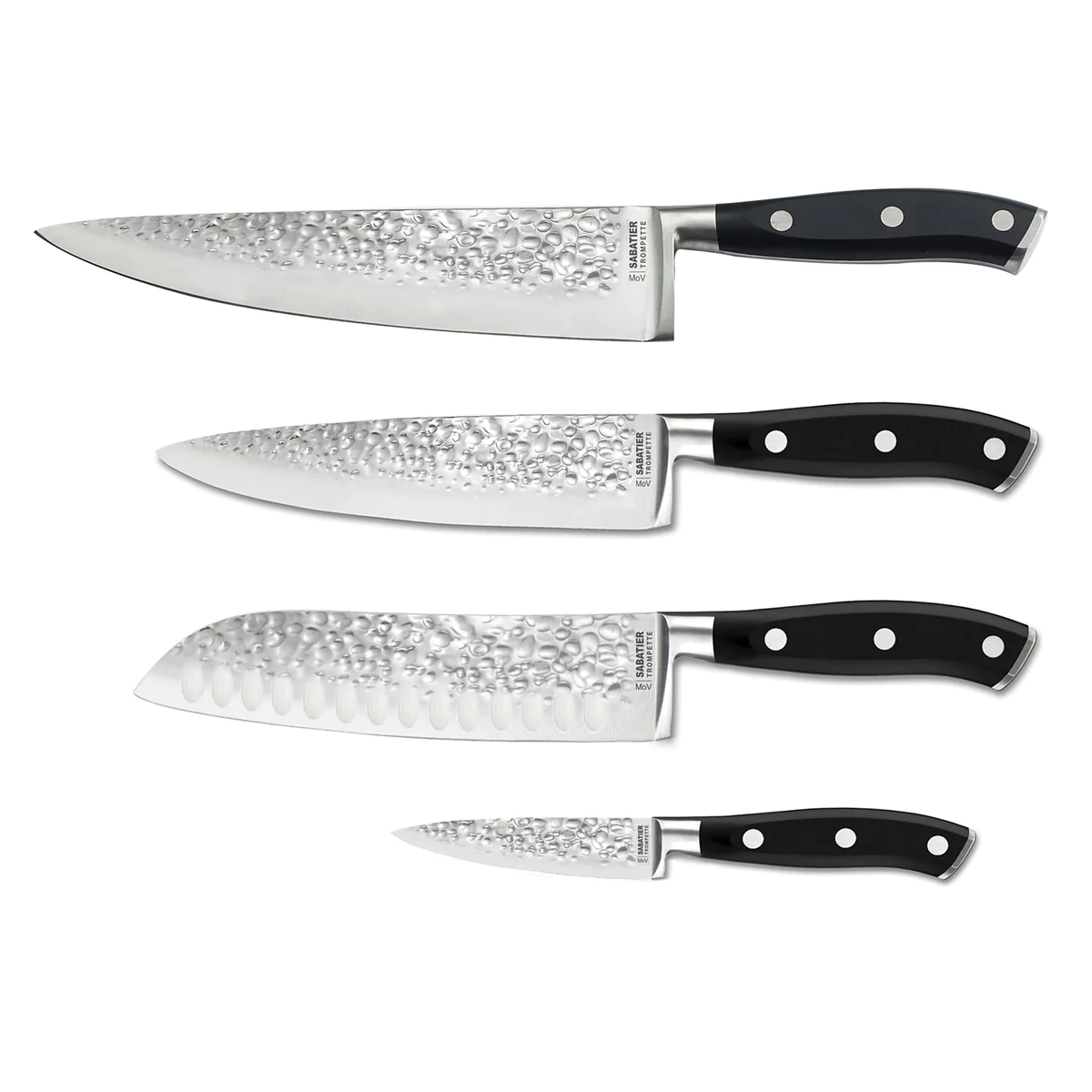Carbon - Couteau d'office 9 cm martelé avec protection de lame Sabatie