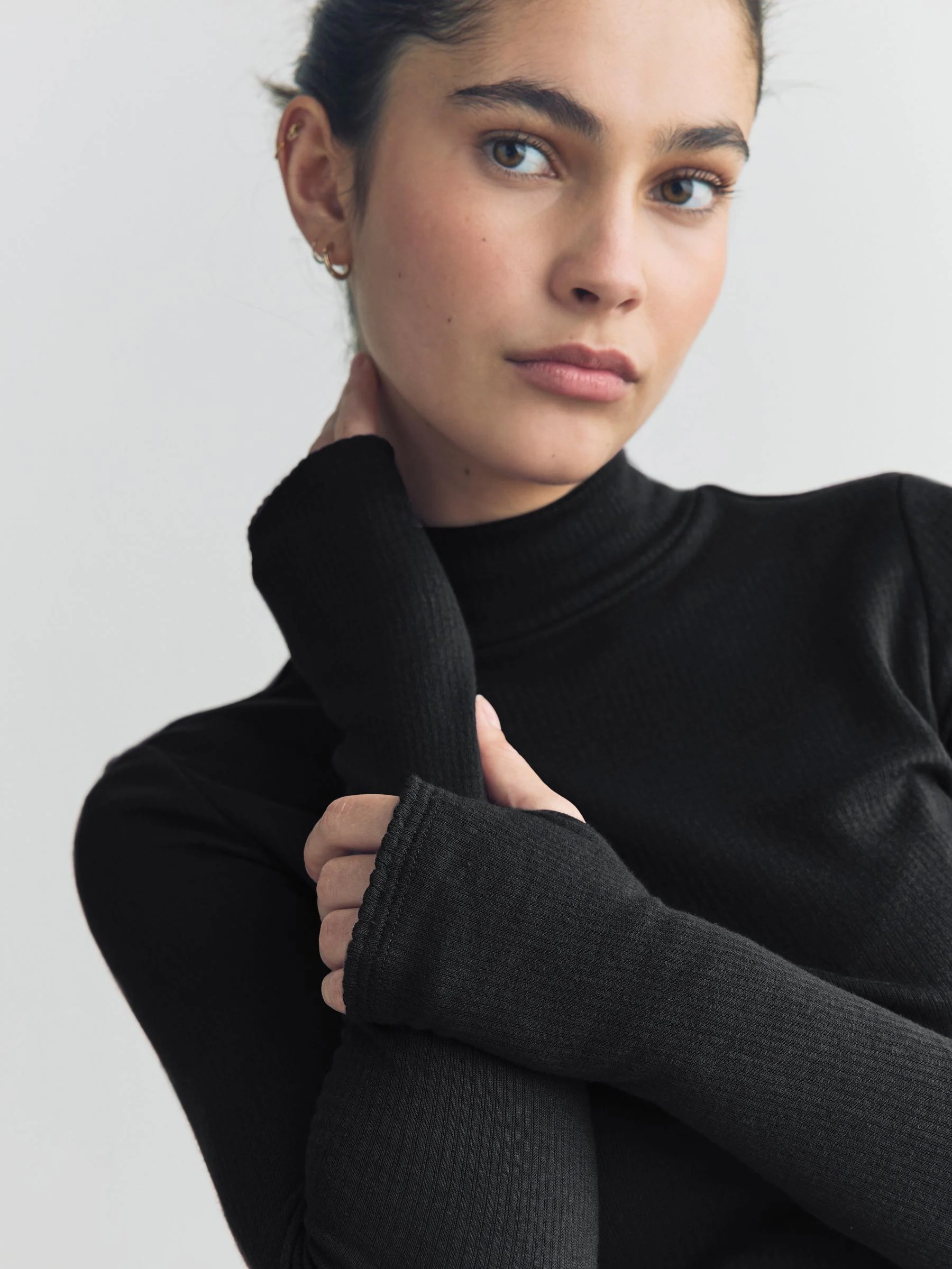 Zwart - Thermal Maximum Warmth Cosy Ribbed Roll Neck Top