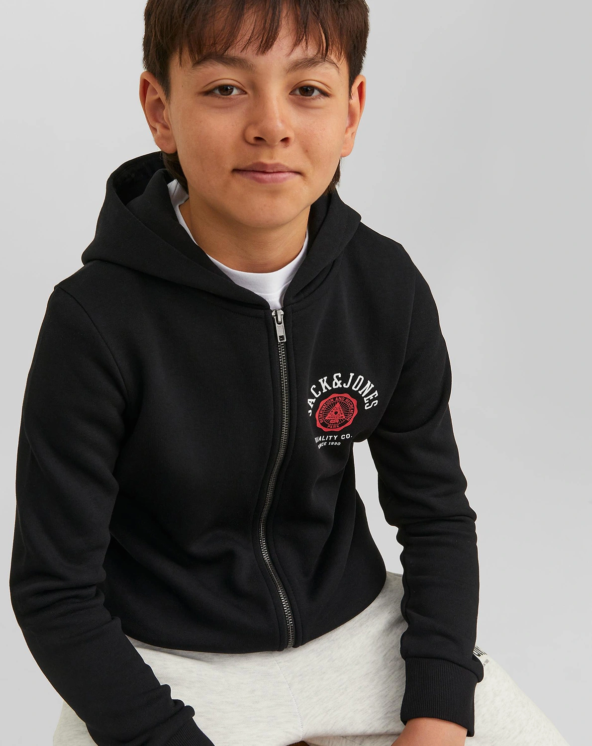 Kapuzen-Sweatjacke LOGO in black