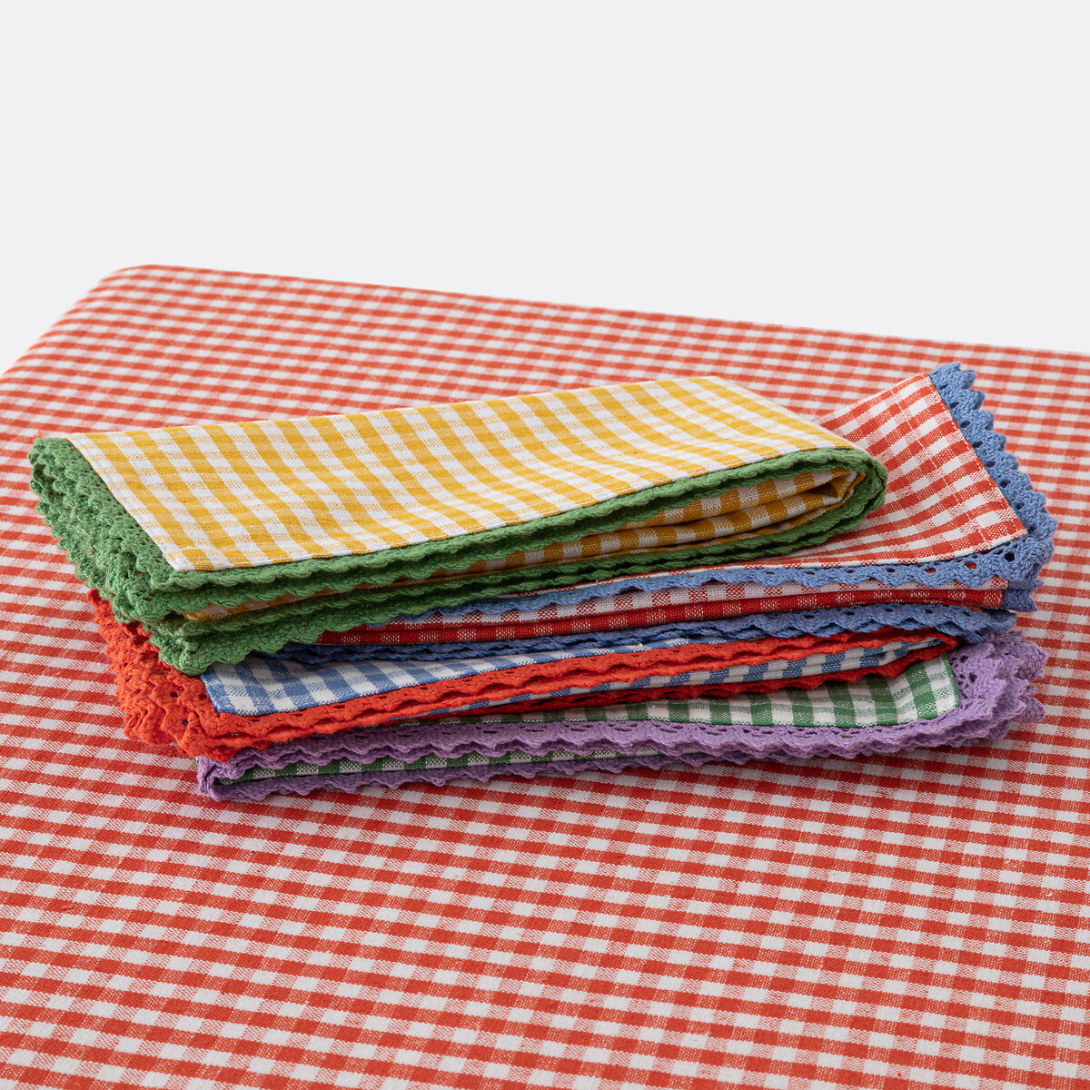 LA REDOUTE INTERIEURS<br>Toalha de mesa com estampa vichy, tingida em algodão/linho tecido Trattoria