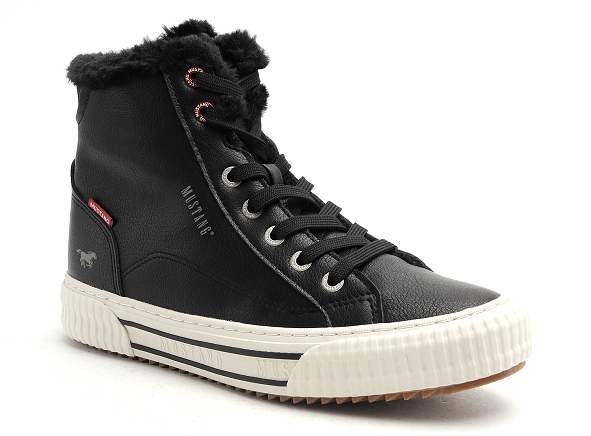 Mustang boots bottine plates femme 1442601 noir