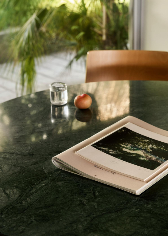 &tradition In between SK12 tafel bronzed onderstel, bianco carrara