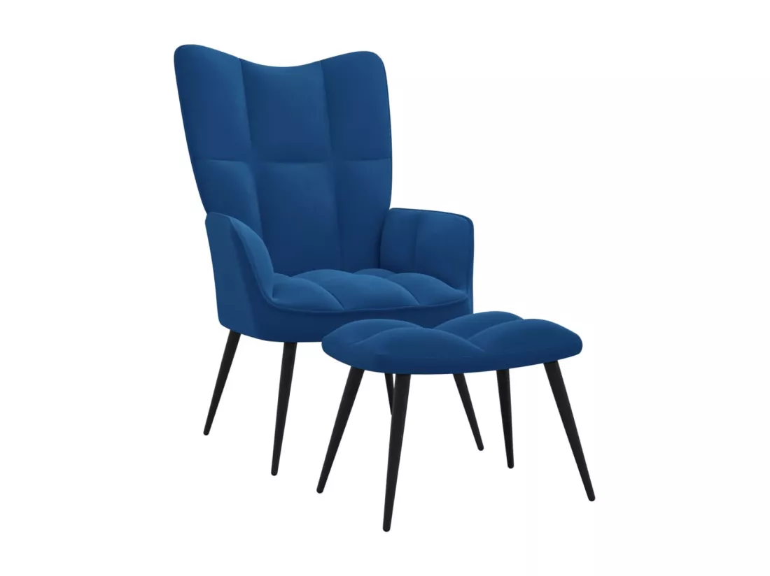 Fauteuil de relaxation avec repose-pied Bleu Velours