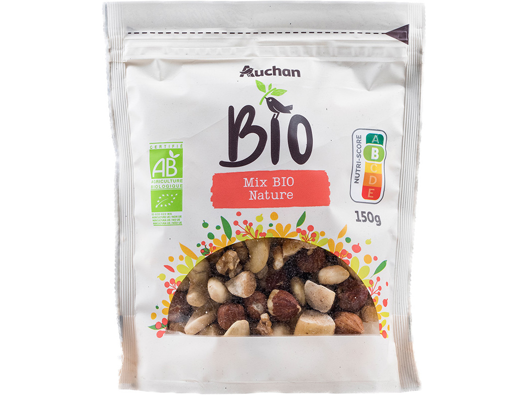 MISTURA AUCHAN BIO FRUTOS SECOS CRUS 150G