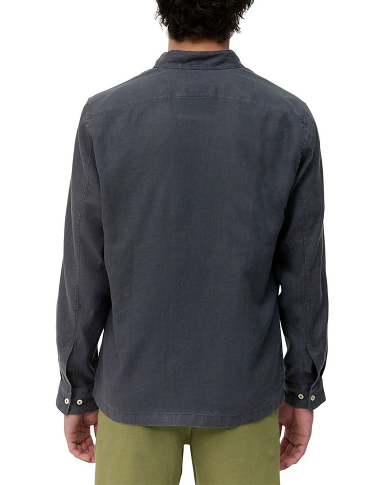 Marc O'Polo Chemise 100% Lin manches longues Mao Sf bleu marine