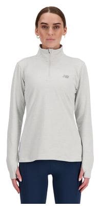 Haut 1/4 zip New Balance Sport Essentials Space Dye Gris Femme
