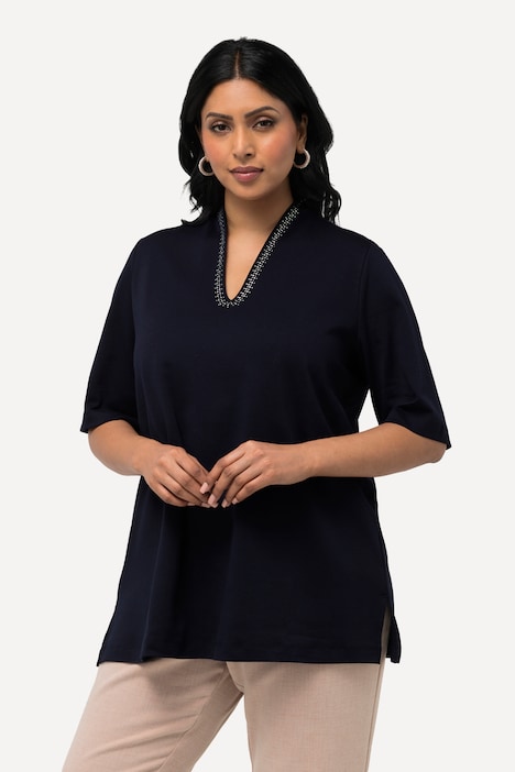 T-Shirt, Pima Cotton, A-Linie, Kelchkragen, Halbarm
