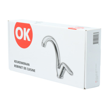 OK keukenkraan met hoog gebogen uitloop en hendel Chroom