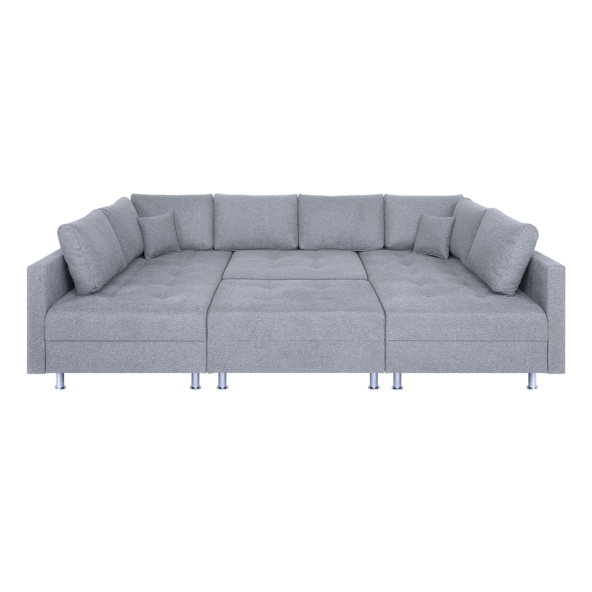 Wohnlandschaft - silber - Strukturgewebe - Federkern