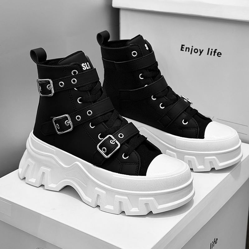 Tanzanite - Platform Sneakers met Gesp