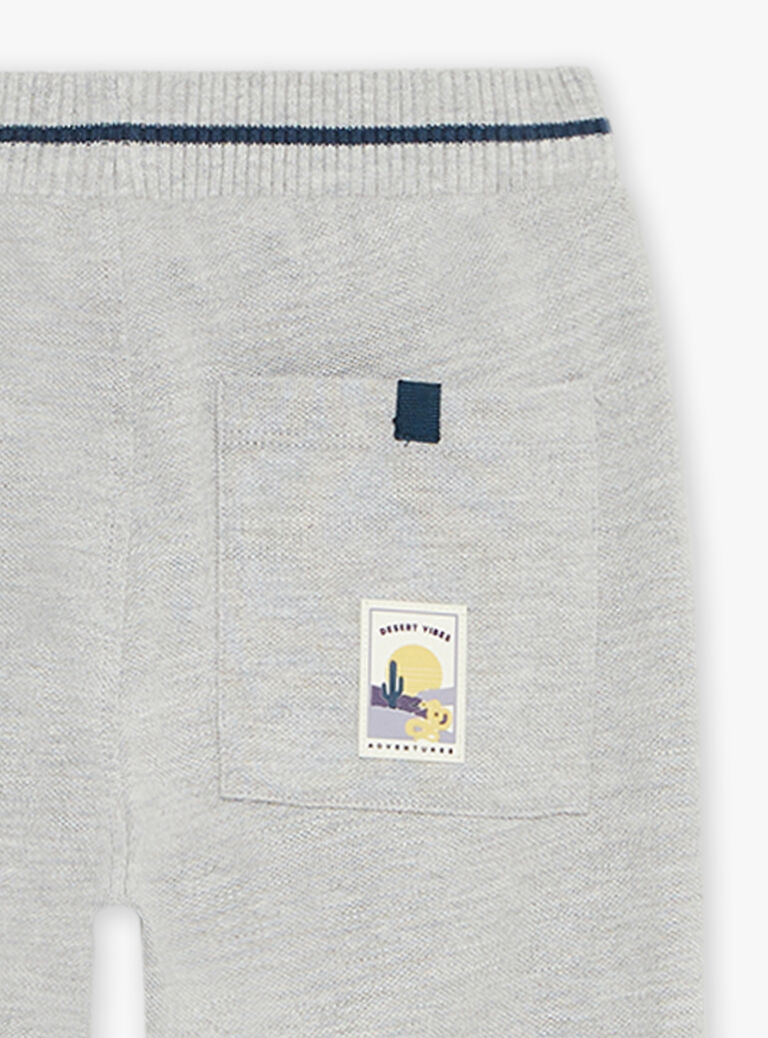 Jogging gris chiné en molleton et ottoman