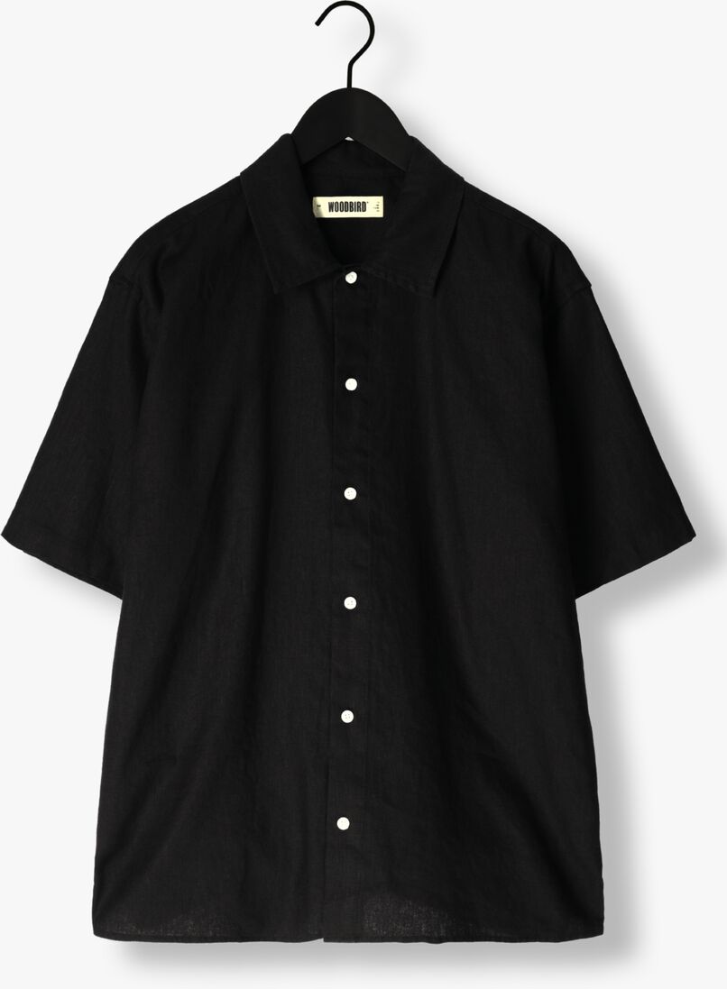 WOODBIRD zwarte woodbird casual overhemd wbbanks linen shirt