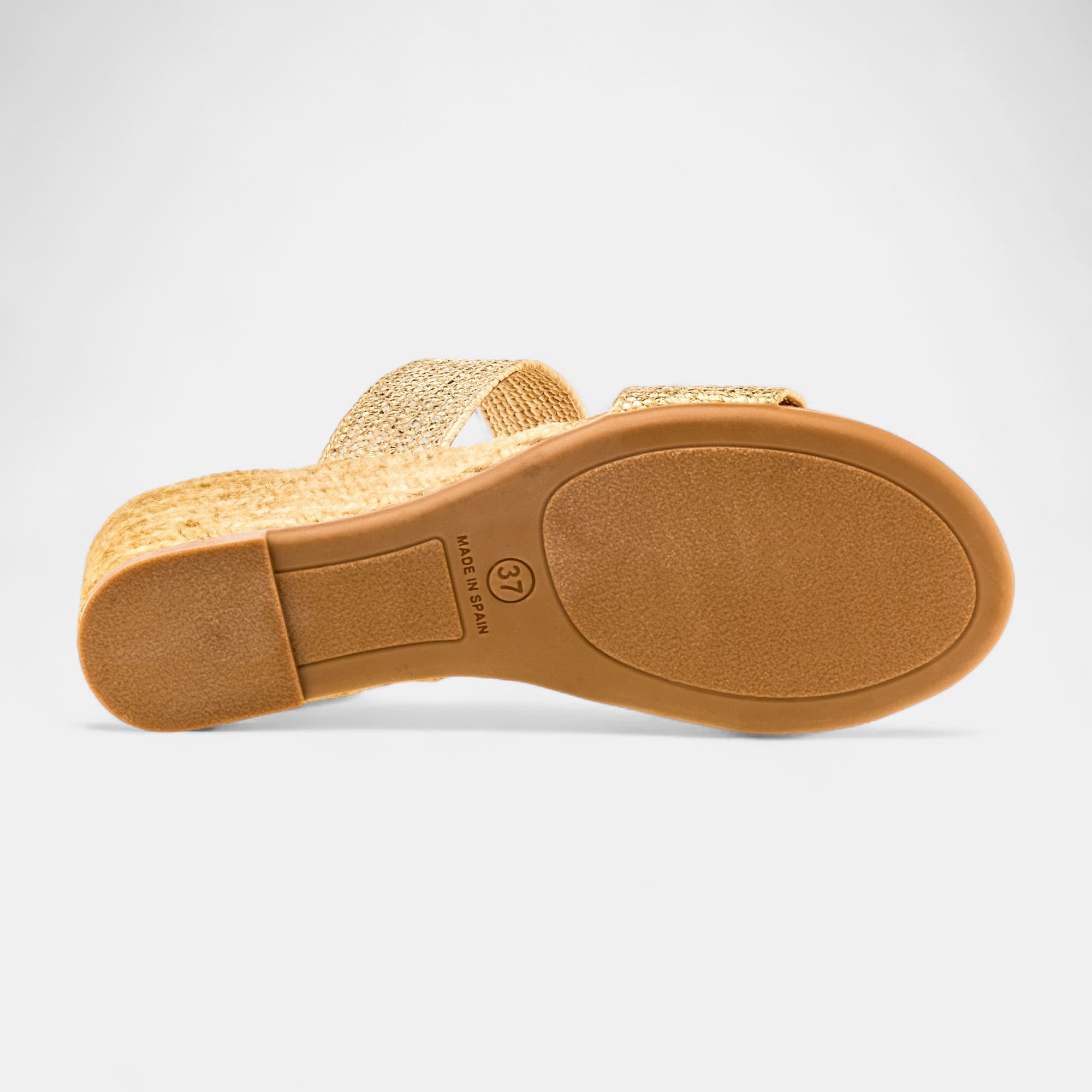 Mules à talon compensé Femme or