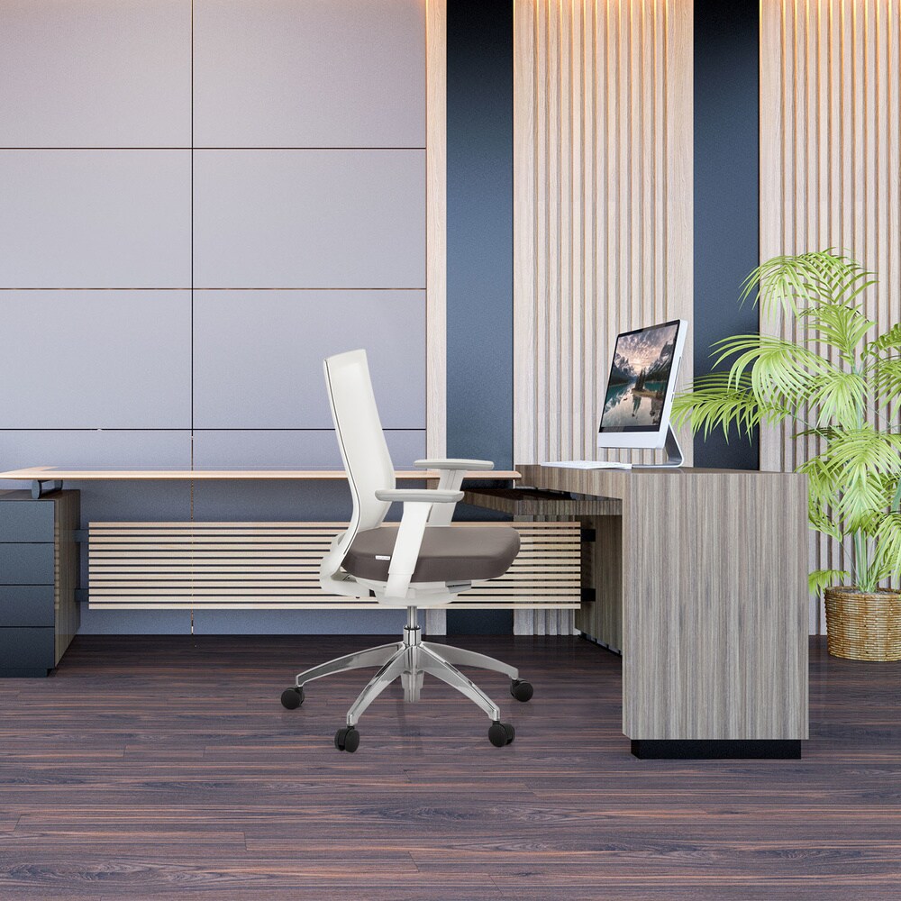 Profi Bürostuhl ASPEN WHITE Stoff/Netzstoff mit Armlehnen (höhenverstellbar) hjh OFFICE