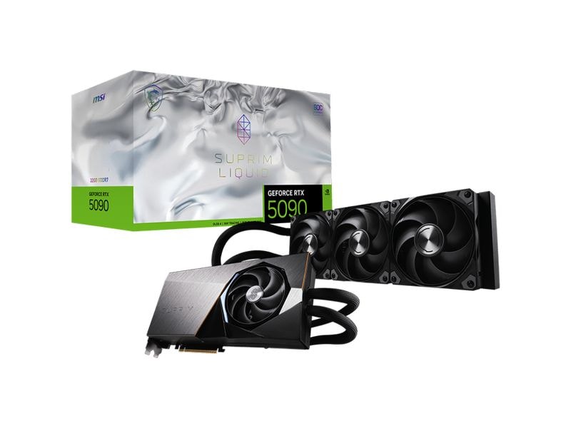 MSI Grafikkarte RTX 5090 Suprim Liquid Soc 32 GB Gamer-Grafikkarte mit 32 GB GDDR7-Speicher, ermöglicht Auflösungen bis zu 8k