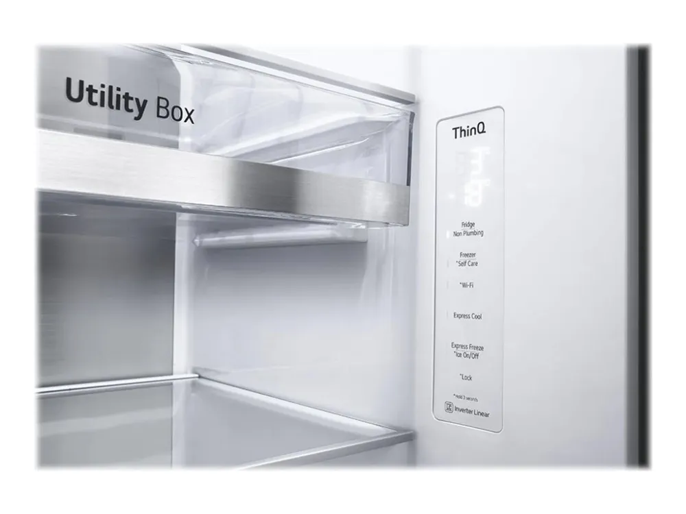 LG GSXV91MCAE - Køleskab/fryser - side ved side med vanddispenser, isdispenser - Wi-Fi - bredde: 91.3 cm - dybde: 73.5 cm - højde: 179 cm - 635 liter - Klasse E - matsort