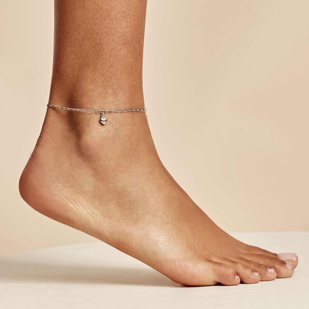 Chaîne De Cheville Laurelyn Maille Alternee 1/1 Argent Blanc