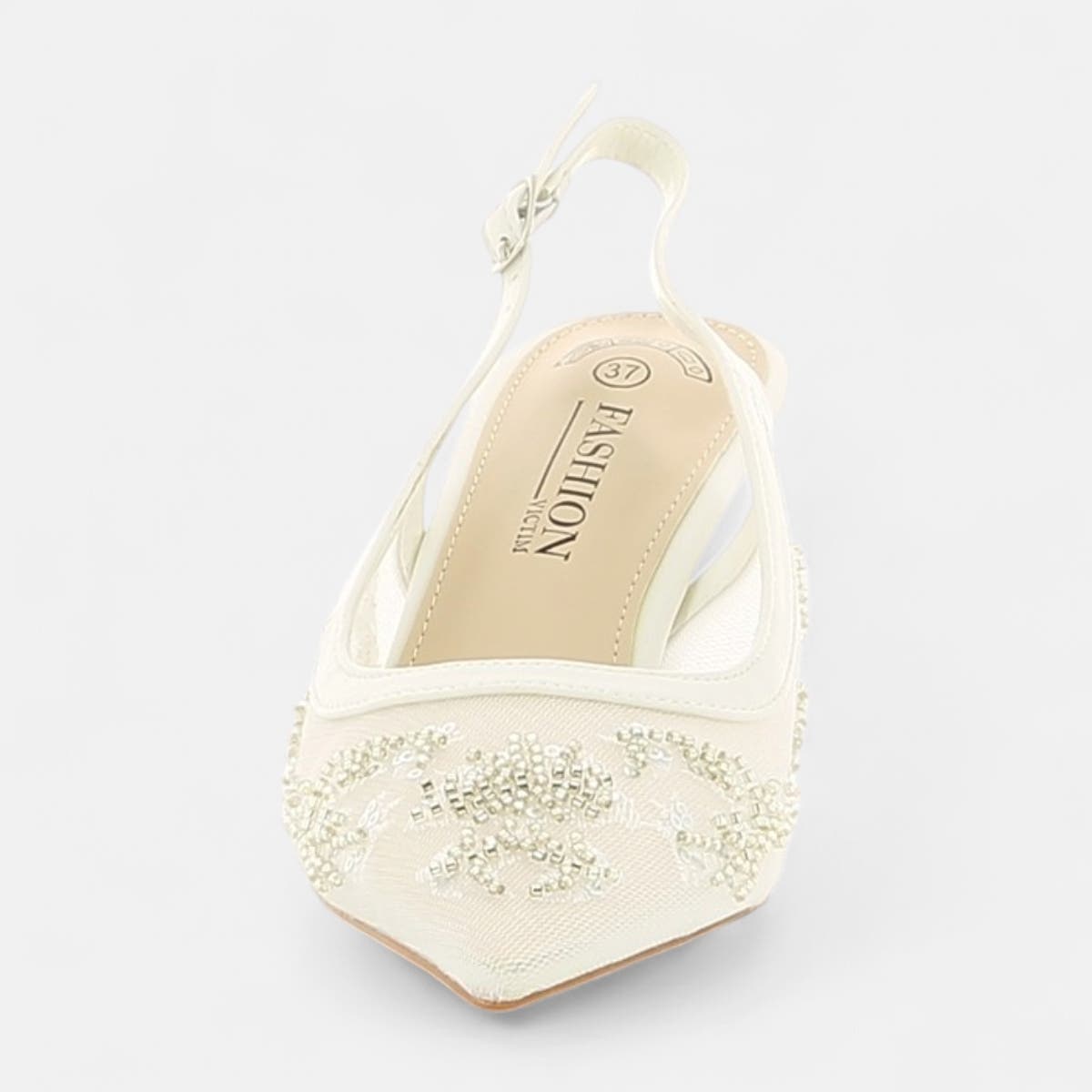 Escarpins avec bride arrière à talon Femme blanc