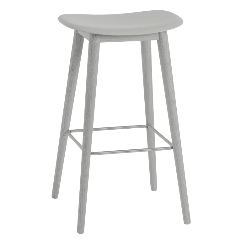 Muuto Fiber Wood barkruk 75cm grijs