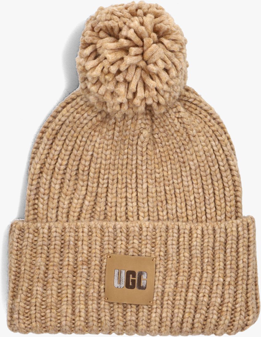 UGG camel ugg muts chunky rib knit beanie w pom