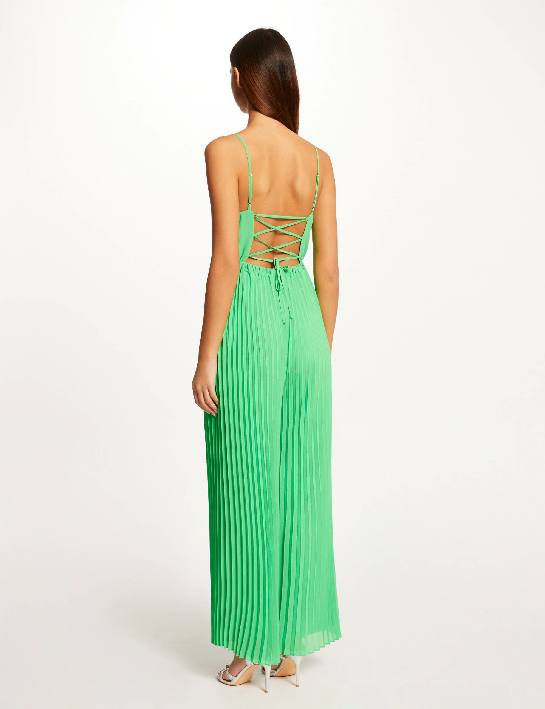 Combinaison large plissée avec dos nu vert femme - vert