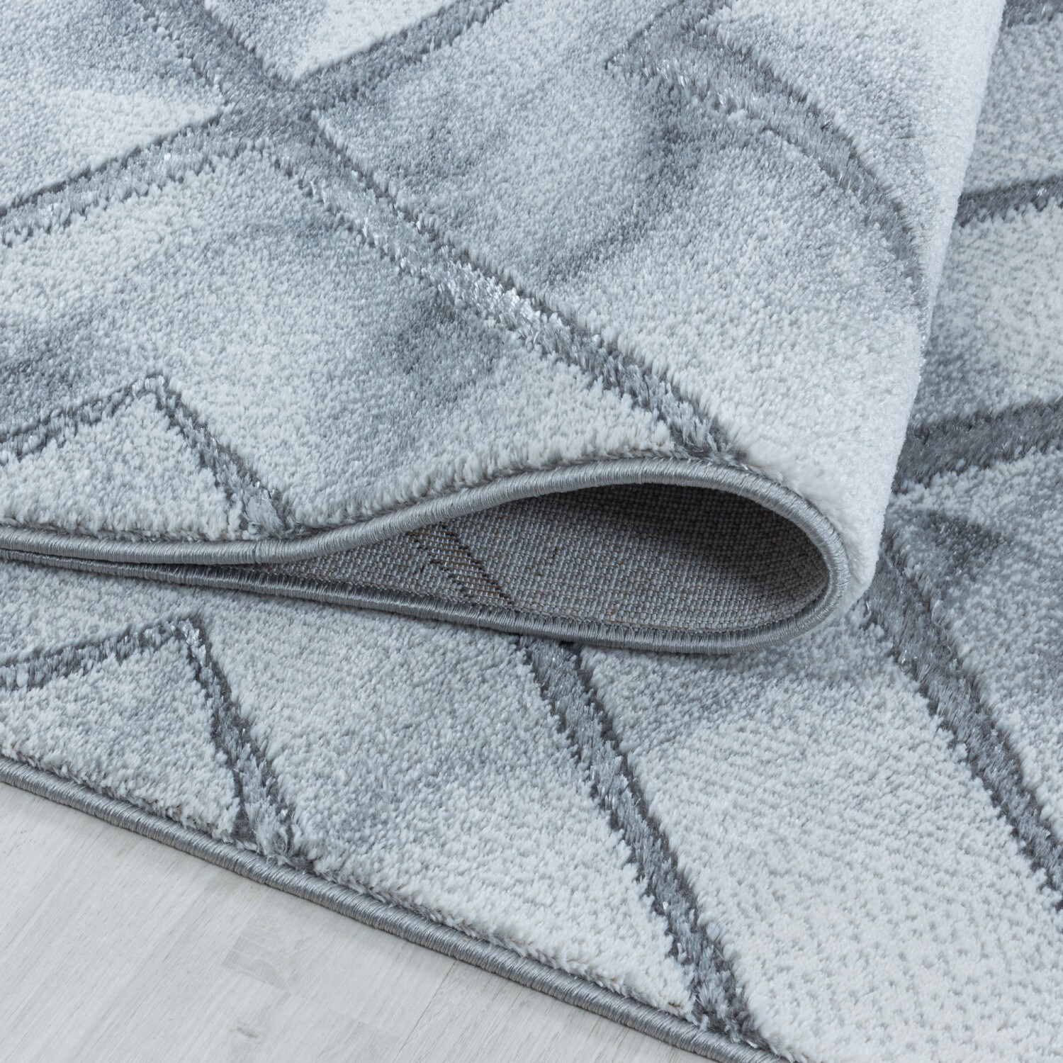 Modern Designer Teppich, Kurzflor Rauten, Marmor Optik, Rechteckig, Pflegeleicht