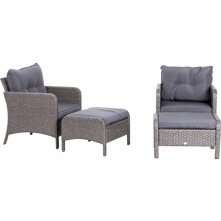 Outsunny Rattan Sofagarnitur als 5-teiliges Set dunkelgrau