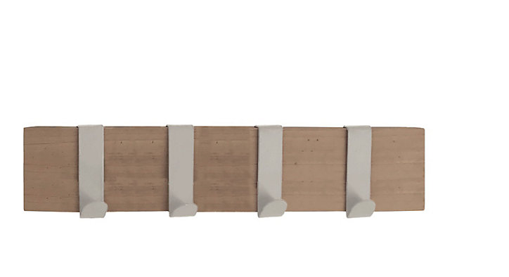 Porte-manteau à fixer Virginia 4 têtes bois et blanc