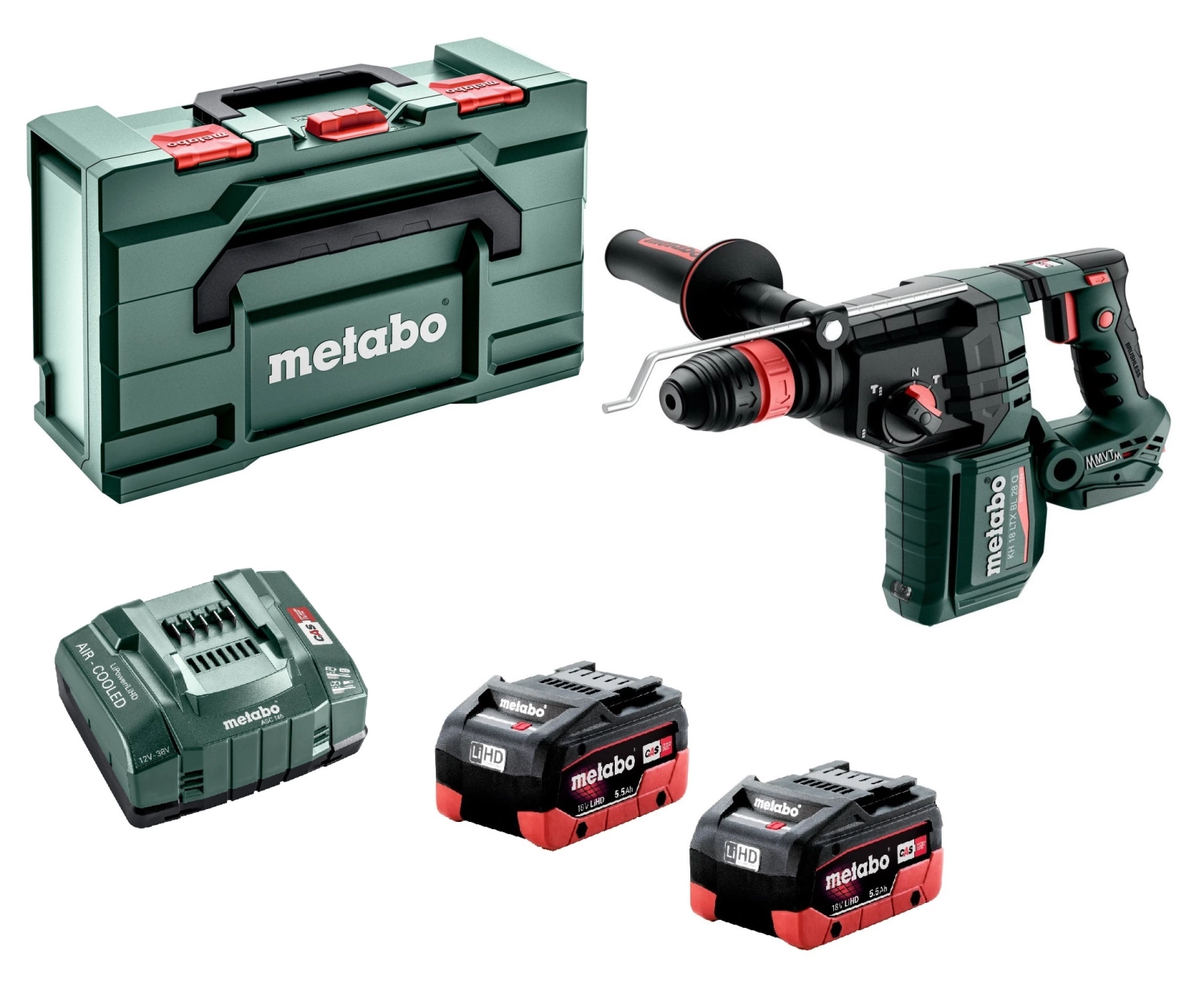 Metabo KH 18 LTX BL 28 Q 18V Li-ion Accu combihamer set (2x5.5Ah LiHD accu) in Metabox