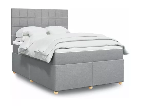 Sommier à lattes de lit avec matelas Gris clair 140x190cm Tissu